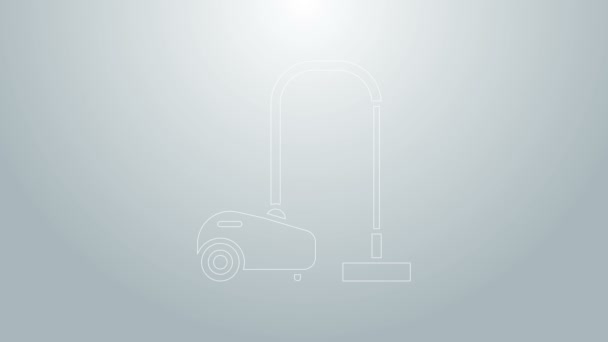 Línea azul Icono de aspiradora aislado sobre fondo gris. Animación gráfica de vídeo 4K - Imágenes, Vídeo