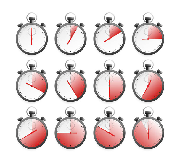 Kollektion mit Chronometer-Timer-Kollektion für Webdesign. Vektorillustration. - Vektor, Bild