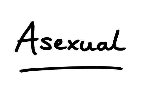 The term Asexual, handwritten on a white background. - Fotoğraf, Görsel