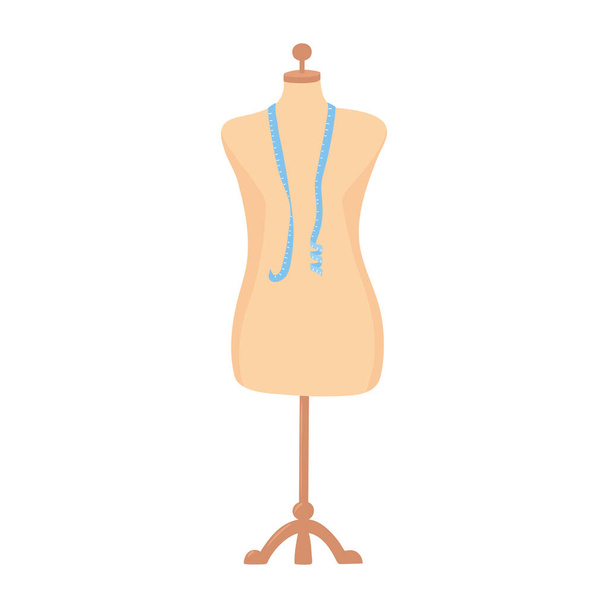 needlework cloting mannequin with measuring tape - Vector, Image