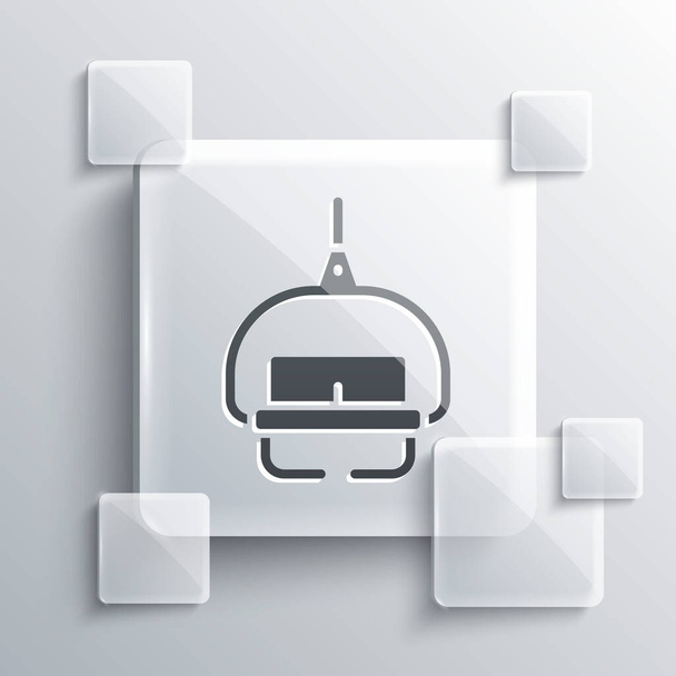Grey Ski lift icon isolated on grey background. Square glass panels. Vector. - Vector, Image