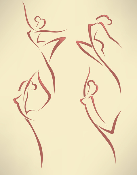 Vector collection of abstract women in ballet pose - Vettoriali, immagini