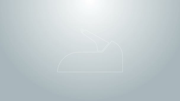 Kék vonal Autó kézifék ikon elszigetelt szürke háttér. Rögzítőfékkar. 4K Videó mozgás grafikus animáció - Felvétel, videó
