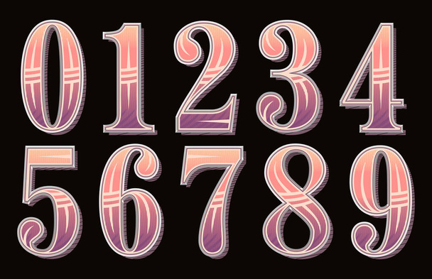 Vintage western numerals.Art fonte. - Vetor, Imagem