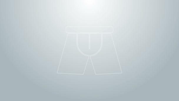 Blaue Linie Männer Unterhosen Symbol isoliert auf grauem Hintergrund. Männerunterwäsche. 4K Video Motion Grafik Animation - Filmmaterial, Video