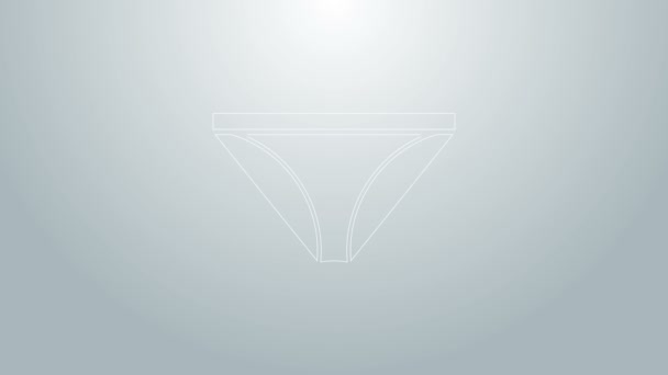 Modrá čára Pánské kalhotky ikona izolované na šedém pozadí. Mužské spodní prádlo. Grafická animace pohybu videa 4K - Záběry, video