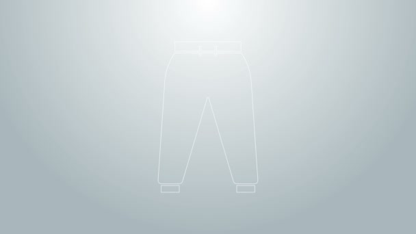 Ligne bleue Pantalon de sport icône isolé sur fond gris. Animation graphique de mouvement vidéo 4K - Séquence, vidéo
