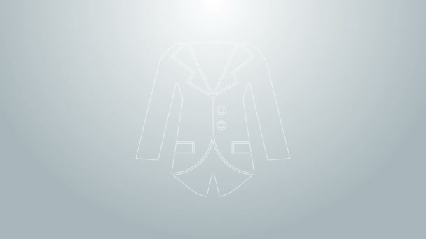 Linea Blazer blu o icona giacca isolata su sfondo grigio. Animazione grafica 4K Video motion - Filmati, video
