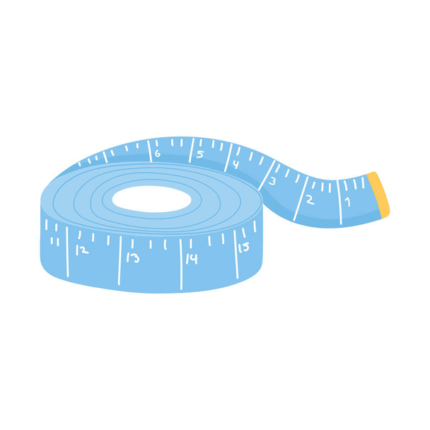 herramientas de costura que miden el icono de cinta sobre fondo blanco - Vector, Imagen