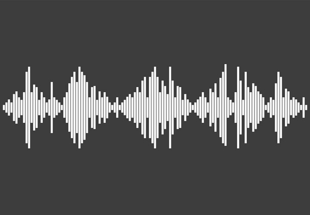 Белая аудиоволна на сером фоне. Элемент современного уравнителя музыки. Плоская изолированная форма волны. Иллюстрация Jpeg. - Фото, изображение