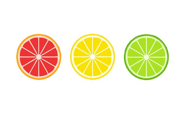 Citrus slices symbols traffic lights flat design - Vektor, Bild