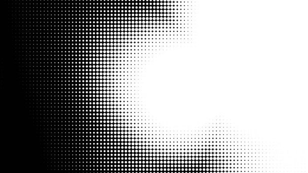 ドット白の黒のパターングラデーションテクスチャの背景。要約ポップアートハーフトーンとレトロなスタイル. - 写真・画像