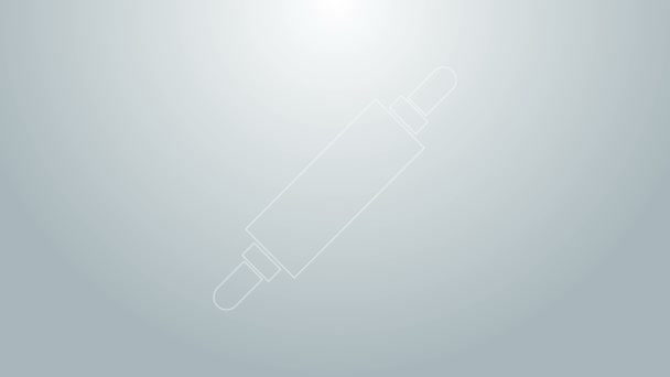 Línea azul Icono de rodillo aislado sobre fondo gris. Animación gráfica de vídeo 4K - Metraje, vídeo