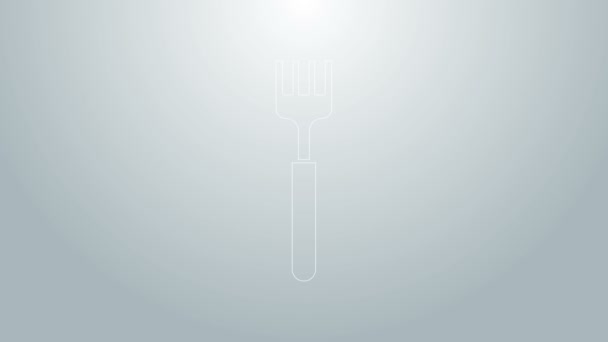 Blue line Fork icon isolated on grey background. Cutlery symbol. 4K Video motion graphic animation - Footage, Video