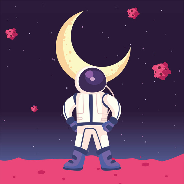 Space astronaut and moon vector design - Vector, Image