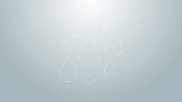 Blue line Water drop icon isolated on grey background. 4K Video motion graphic animation - Footage, Video