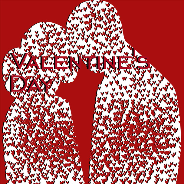 Valentine's Day. A couple in love: a guy and a girl are hugging. Perforated people  - Vector, Image