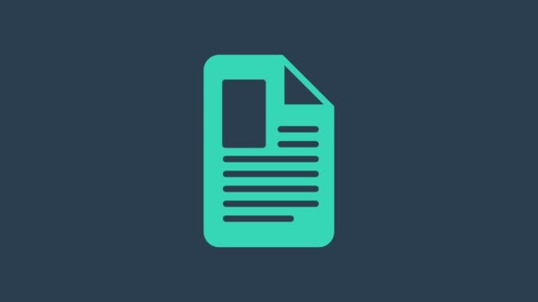 Icône de document Turquoise File isolée sur fond bleu. Icône Liste de vérification. Concept d'entreprise. Animation graphique de mouvement vidéo 4K - Séquence, vidéo