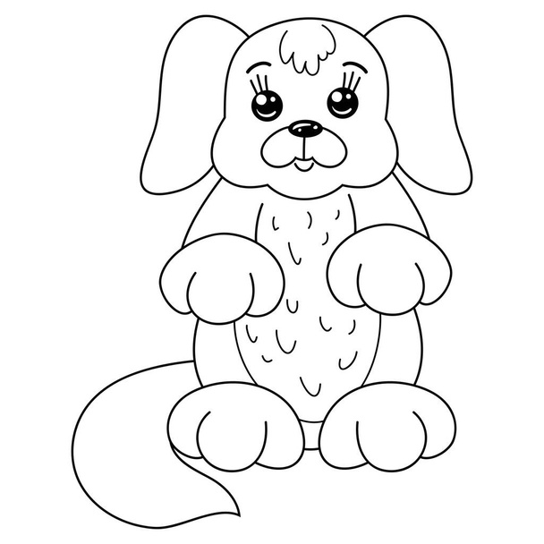 A cute cartoon dog image for relaxing activity.Line art style illustration for print. - Vector, Image
