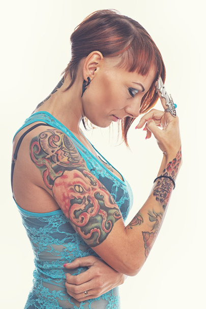 girl with tattoo - Zdjęcie, obraz