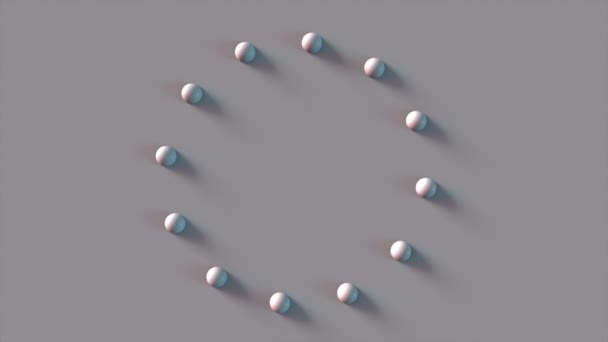 Round set of spheres, computer generated. 3d rendering of isometric background - 映像、動画