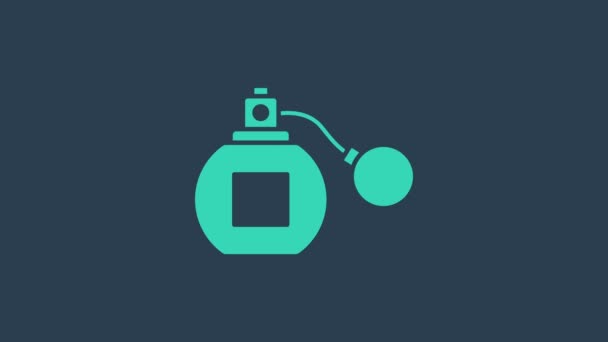 Türkiz parfüm ikon elszigetelt kék alapon. 4K Videó mozgás grafikus animáció - Felvétel, videó
