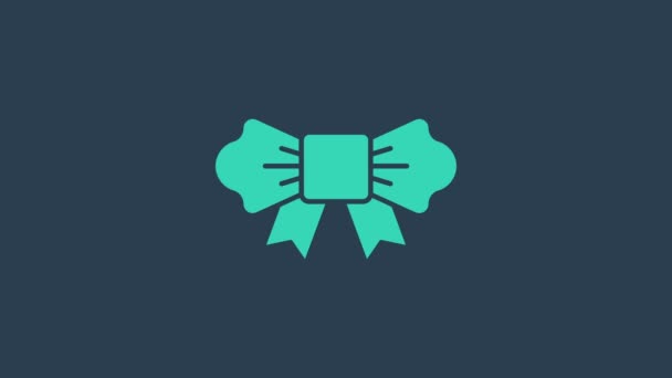 Tyrkysový motýlek ikona izolované na modrém pozadí. Grafická animace pohybu videa 4K - Záběry, video