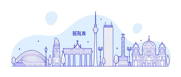 Berlino skyline Germania città edifici vettore - Vettoriali, immagini