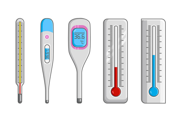 Classic mercury and electronic thermometers. - Vektor, kép