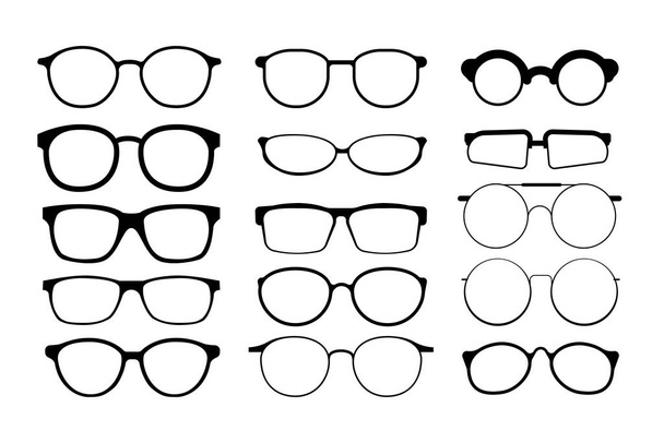 Black glasses rims. Eyeglasses and sunglasses - Вектор,изображение