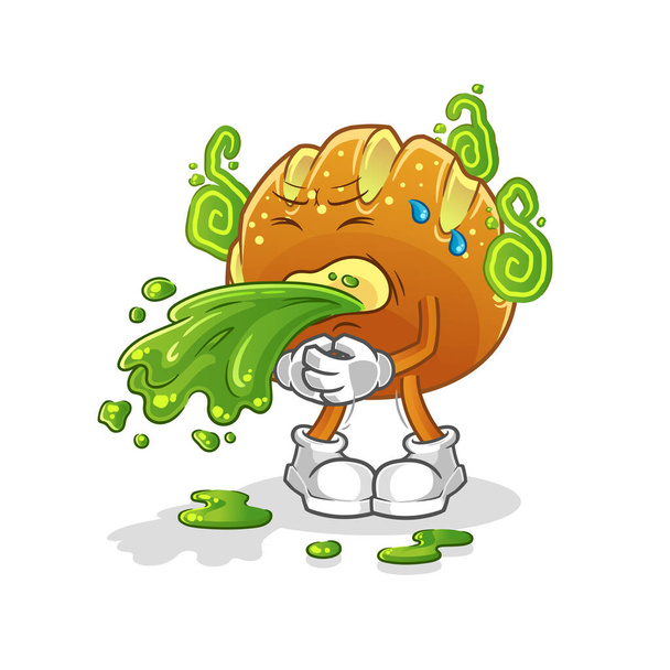 Pan vomitar dibujos animados. vector mascota de dibujos animados - Vector, imagen