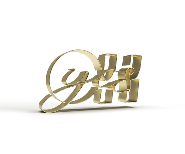 3D Render Oh Yes Calligraphic Text illustration Design. - Photo, Image