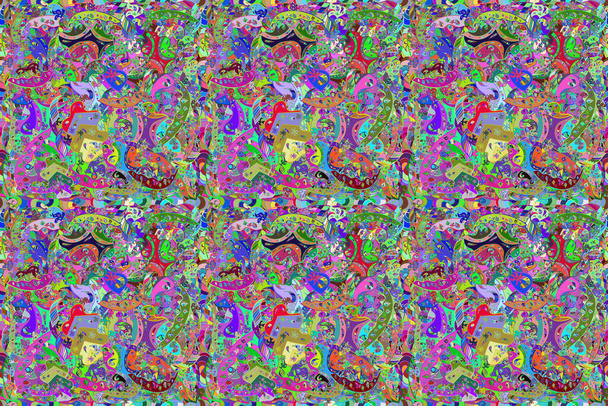 безшовний растровий пано з різнокольоровими завитками каракулі
 - Фото, зображення