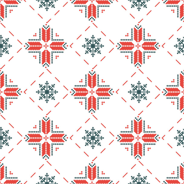 Seamless pattern with Belarusian traditional ornament in historical red and white colors. National slavic folk symbols from Belarus on repeating background for prints, textiles and fabric design. - Vector, Image