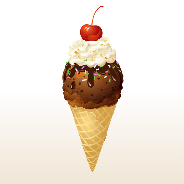 チョコレートアイスクリームコーン - ベクター画像