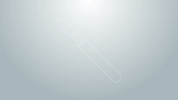 Ligne bleue Icône d'outil scalpel chirurgie médicale isolé sur fond gris. Instrument médical. Animation graphique de mouvement vidéo 4K - Séquence, vidéo