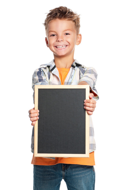 Boy with small blackboard - Foto, imagen