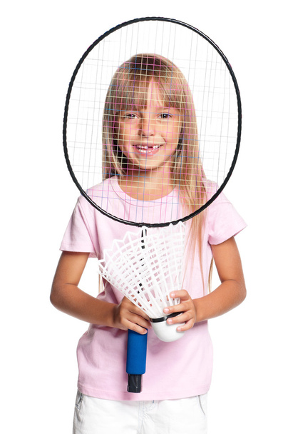 Little girl playing badminton - Fotoğraf, Görsel