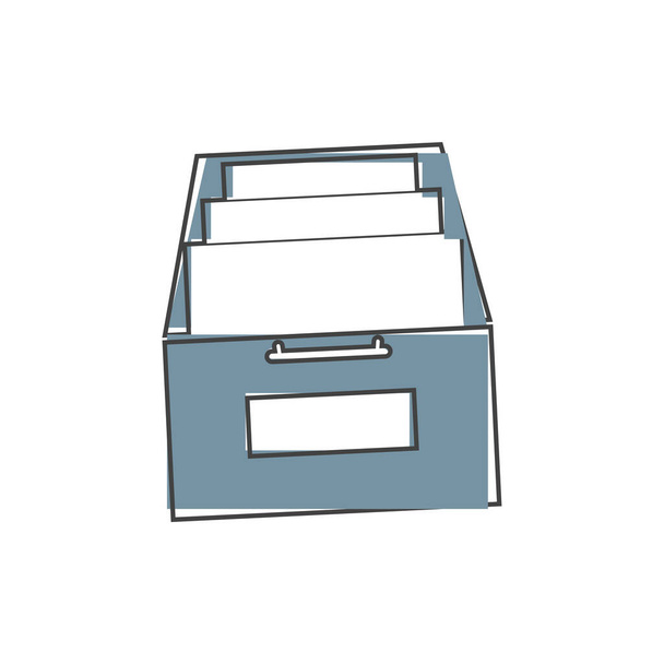 Vektor-Symbol Archivierte Dokumente, Speicherung von Dokumenten in Archiven auf Cartoon-Stil auf weißem, isoliertem Hintergrund. Ebenen zur einfachen Bearbeitung von Illustrationen gruppiert. Für Ihr Design. - Vektor, Bild