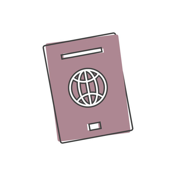 白の隔離された背景にパスポートベクトルアイコン漫画スタイル。レイヤーをグループ化して簡単にイラストを編集できます。デザインのために. - ベクター画像