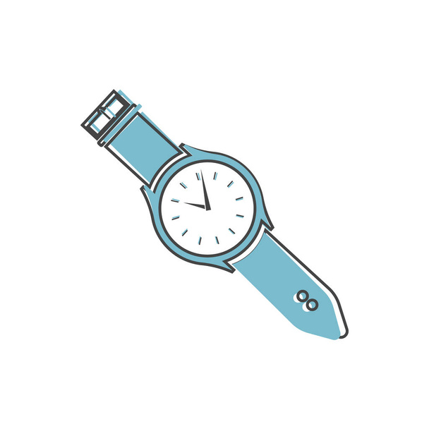 腕時計の定番。時計のアイコン。白い隔離された背景に漫画スタイルのベクトルクロックアイコン。レイヤーをグループ化して簡単にイラストを編集できます。デザインのために. - ベクター画像