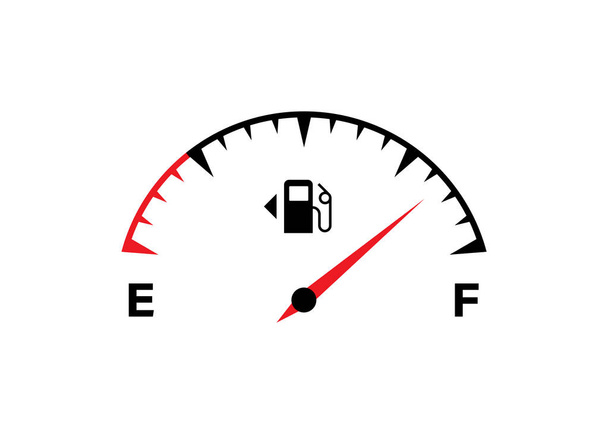 Icono del medidor de combustible. Medidor de combustible completo. Tanque de gasolina. Ilustración plana aislada vectorial - Vector, Imagen