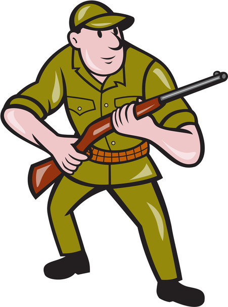 Hunter carregando rifle desenhos animados
 - Vetor, Imagem