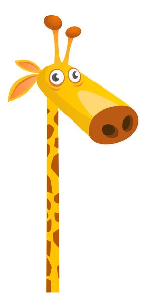 Komik zürafa çizgi film tasarımı. Vektör çizimi izole edildi - Vektör, Görsel