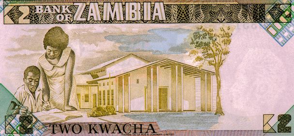 Teacher teaching students Portrait from Zambia 2 Kwacha 1980-88 Banknotes. - Photo, Image