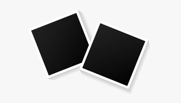 Kaksi tyhjää mustaa valokuvakehystä valkoisella taustalla. Vektori kuva kuvia tai muistoja. - Vektori, kuva