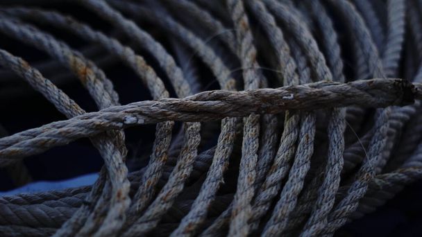 close-up of rolled rustic ropes - Photo, Image