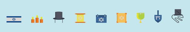 zestaw ikon judaizmu wzór ikony kreskówki z różnych modeli. nowoczesny wektor ilustracji izolowane na niebieskim tle - Wektor, obraz