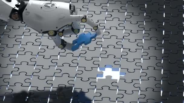 robot filling piece of jigsaw - Footage, Video