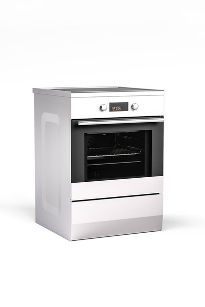 Steel freestanding stove isolated on white background - 3D render - Foto, imagen
